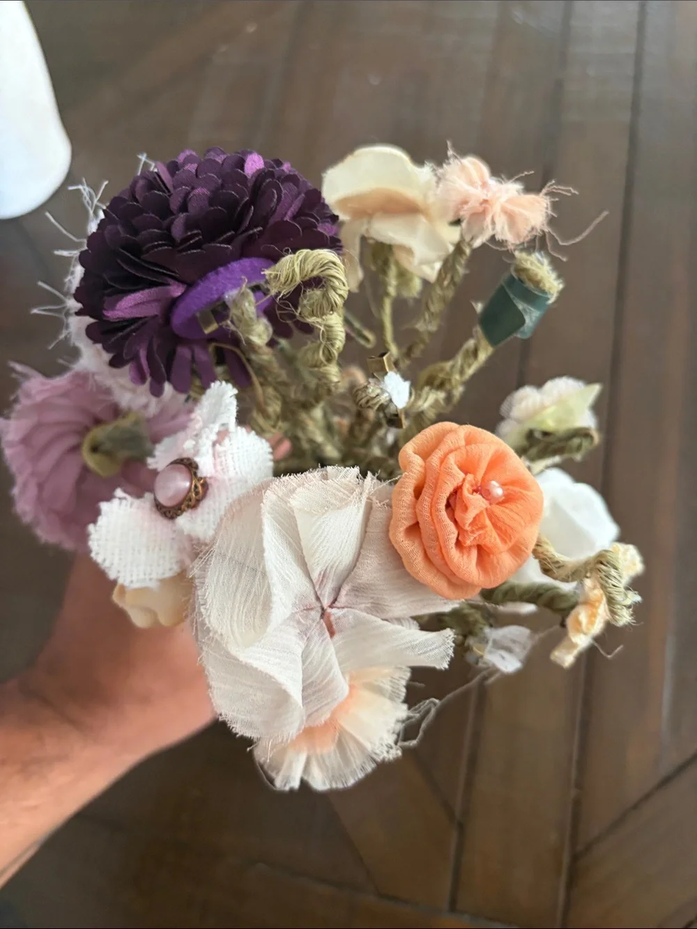 handmade autumn fall bouquet lace burlap